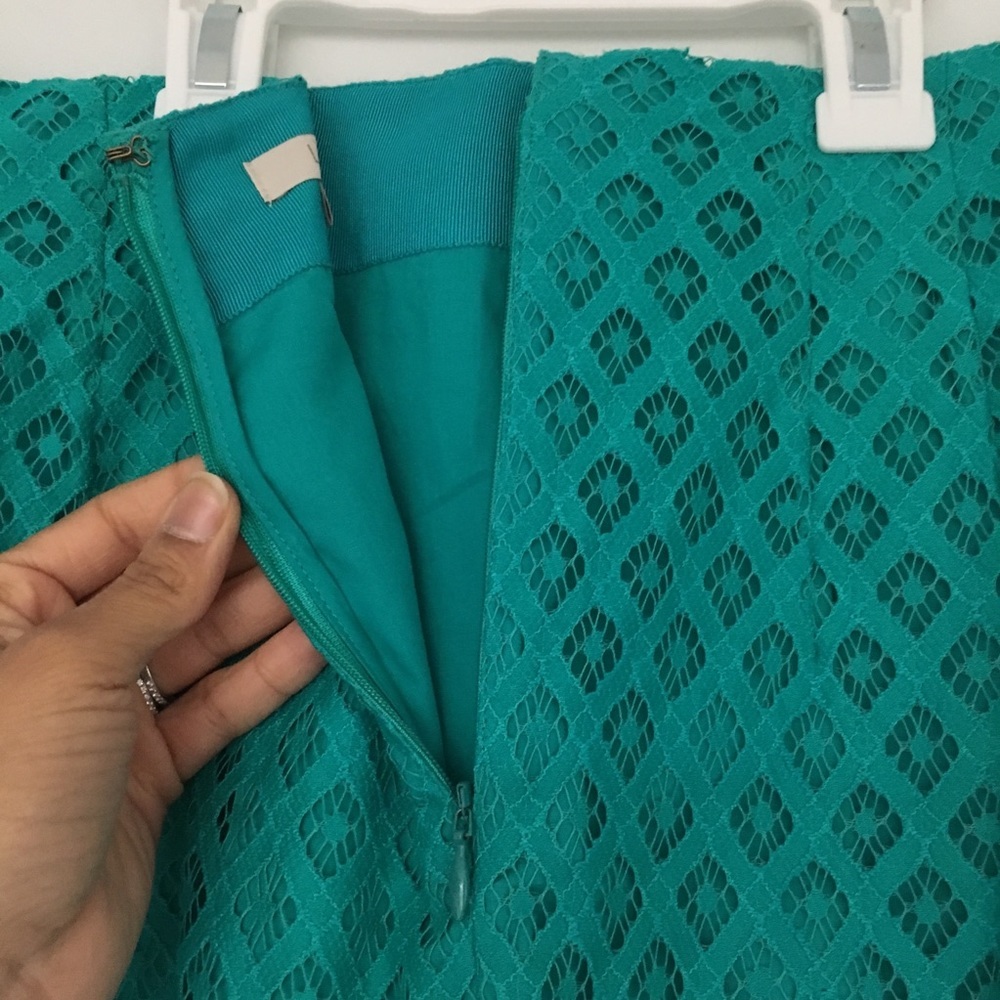 NWT Ann Taylor Loft teal lace pencil skirt 2P - Picture 4 of 6